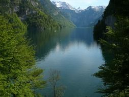 Panorama of the beautiful mountains at a lake