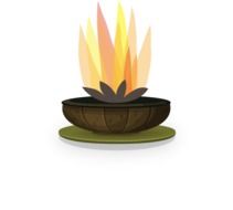 flame burning in firepit, illustration