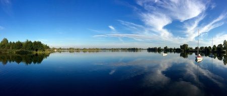 sky cloud reflection lake water panorama