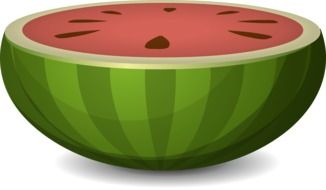 Graphics in the form of a bright watermelon in a cut
