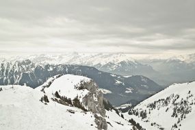 panorama of snowy rocks