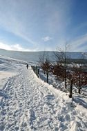 panorama of a winter trail in the mountains in the UK