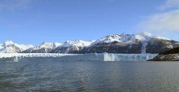 glacier tongue on mountain lake