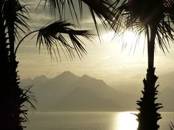 Mediterranean landscape at sunset