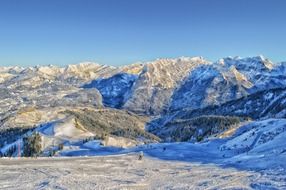 Beautiful ski resort in snow in France