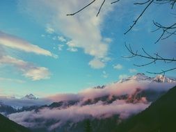 Clouds on the top of the mountain