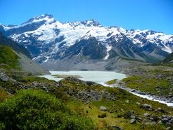 snowy majestic mountain in new zealand