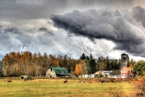 thunderstorm clouds over the farm