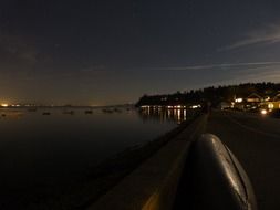 night photo of the coast in Point Roberts