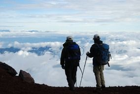 people on top of the mountain in japan