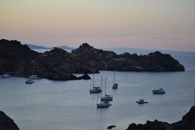 sea boats evening landscape