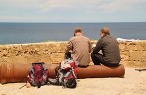 tourists sat down to rest