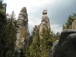 high rocks in the forest in Poland