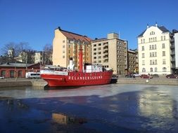 ship on the water in port in helsinki