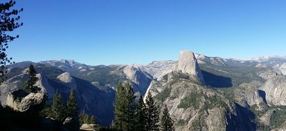 Panorama of the mountains in Yosemite