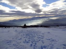 winter landscape at dusk in carinthia