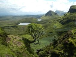 blue lakes among green hills, uk, scotland