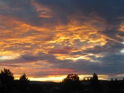 red cloudy evening sky at sunset