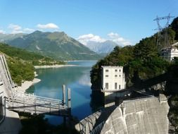 hydroelectric power plant on the background of the Alps