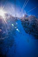 People on the cable car to the Alpine mountain