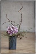 Japanese ikebana in a rectangular vase