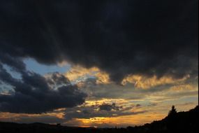 Evening sun behind the clouds