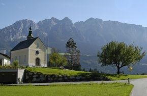 chapel near the mountains in austria