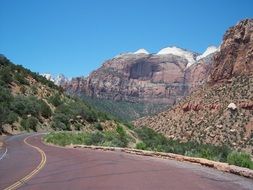 road along the mountains in America