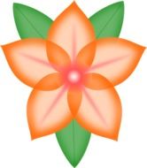 drawing of an orange flower with green leaves