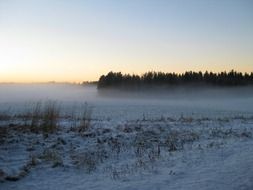 winter landscape at sunset