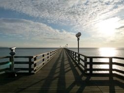 landscape of wooden pier on the lake in France
