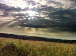 Landscape of the field and clouds