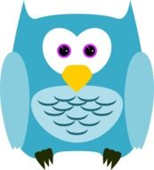 Drawing of funny blue owl