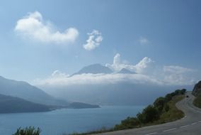 mountain in blue clouds landscape