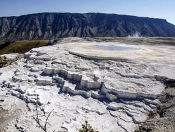 landscape of Minerals on the background scenery in Yellowstone National Park, Wyoming