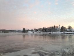 landscape of the frozen lake