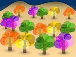 forest trees colorful drawing