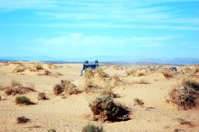 car on the sandy roads of Morocco