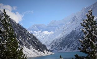reservoir in the alpine mountains