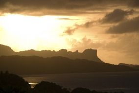 beautiful orange sunset in micronesia