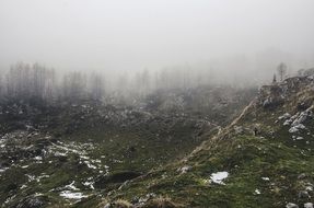 landscape of wintry rocks