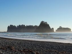 scenic sea stacks in ocean, usa, washington