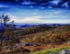 a picturesque landscape on the background of dark blue sky in Virginia