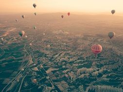 air balloons in the sky in Cappadocia