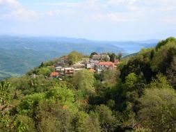 panoramic view of the village in the greece mountains