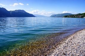 Beautiful landscape with the lake and mountains in France