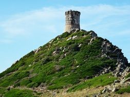 Genoese tower on hill in Corsica