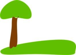 children's drawing of a tree on a green hill