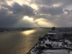 cloudscape with river, Detroit