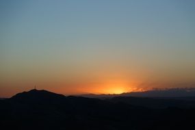 scenic romantic sunset in mounatins